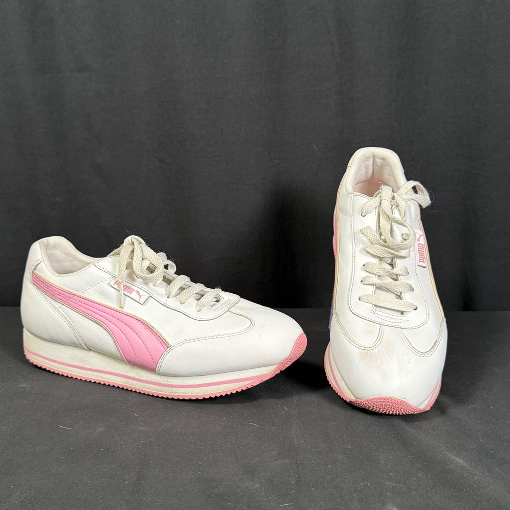 Vintage Y2K Puma Street Cat White Pink Leather Sneakers 246780 Womens 9